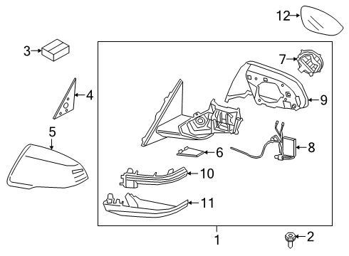 2021 BMW Z4 Mirrors SEAL, OUTER RIGHT MIRROR TRI Diagram for 51337429646