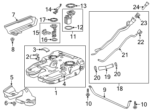 2020 Chevrolet Traverse Fuel System Components Module Retainer Diagram for 10325852