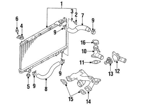 1997 Chrysler Sebring Radiator & Components Hose Radiator Diagram for MB906432