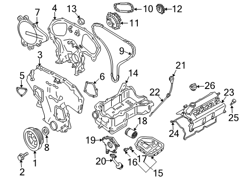 2008 Nissan Pathfinder Engine Parts, Mounts, Cylinder Head & Valves, Camshaft & Timing, Oil Pan, Oil Pump, Crankshaft & Bearings, Pistons, Rings & Bearings, Variable Valve Timing Cap-Oil Filter Diagram for 15255-9N00A