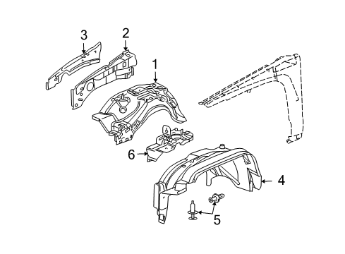 2007 Hummer H3 Inner Components - Fender Liner, Front Wheelhouse Diagram for 25901289