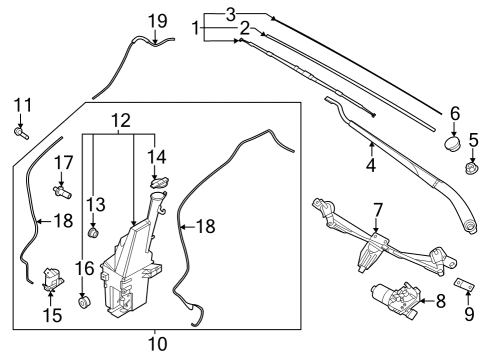 2023 Kia Seltos Wiper & Washer Components Wiper Blade Rubber Assembly(Drive) Diagram for 98351-3M000