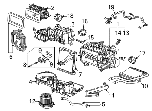2022 Chevrolet Corvette Heater Core & Control Valve Heater Hose Diagram for 84369141