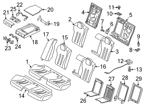 2014 BMW 650i xDrive Gran Coupe Rear Seat Components Front Section, Cupholder Diagram for 52207277727