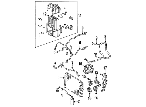 1987 Toyota Supra Air Conditioner, Condenser Fan AC Hoses Diagram for 88711-22790