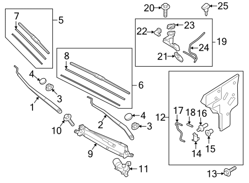 2019 Genesis G70 Wiper & Washer Components Wiper Blade Rubber Assembly(Passenger) Diagram for 98361-D6000
