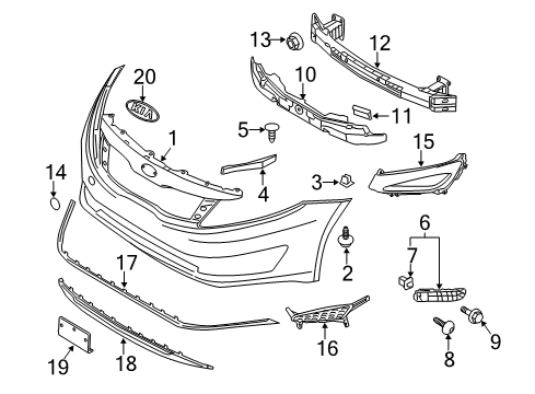 2011 Kia Optima Front Bumper Kia No.115-Ornament Diagram for 863182G000