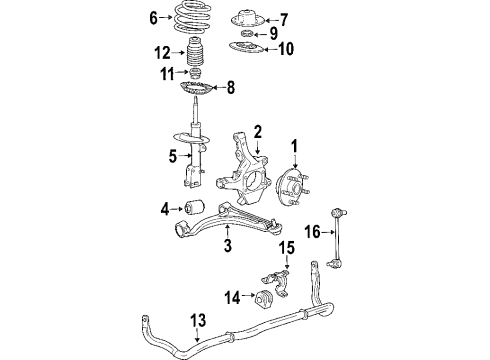 2004 Chrysler Pacifica Front Suspension Components, Lower Control Arm, Stabilizer Bar STRUT-STRUT Diagram for 5103294AA