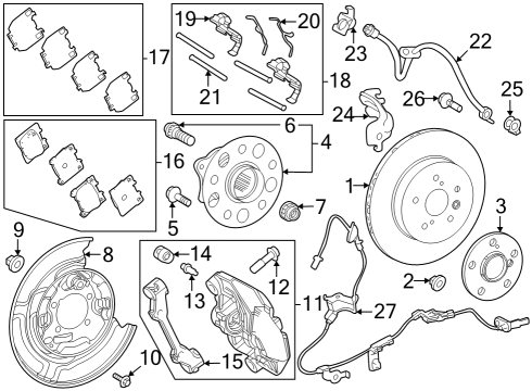 2023 Toyota GR Corolla Rear Brakes Axle Nut Diagram for 90080-17238
