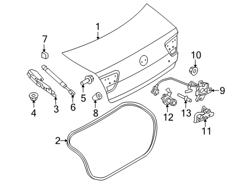 2010 Mercury Milan Trunk Trunk Lid Diagram for 7N7Z-5440110-A