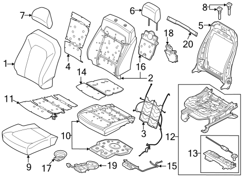 2021 Ford F-150 Heated Seats COVER ASY - SEAT CUSHION Diagram for ML3Z-1662900-AF