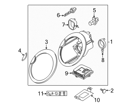 2003 Mini Cooper Headlamps, Headlamp Washers/Wipers Screw Diagram for 07147119858