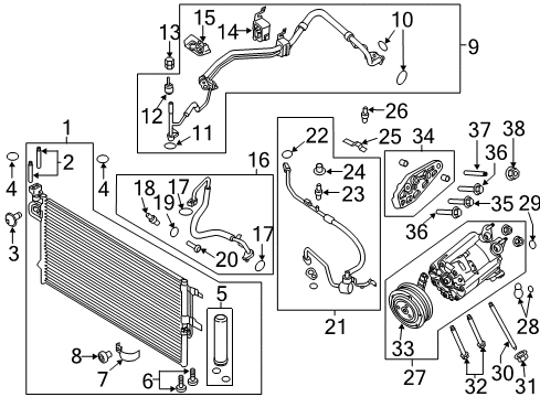 2019 Lincoln MKC A/C Condenser, Compressor & Lines Compressor Stud Diagram for -W716143-S442