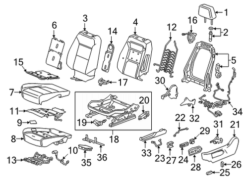 2020 Chevrolet Silverado 3500 HD Driver Seat Components Seat Switch Knob Diagram for 13274112