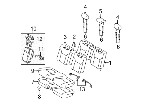 2009 Lexus GS350 Rear Seat Components Rear Seat Armrest Assembly, Center Diagram for 72830-30C50-B0
