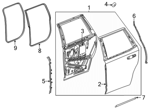 2021 Cadillac Escalade Door & Components Door Weatherstrip Diagram for 84843463