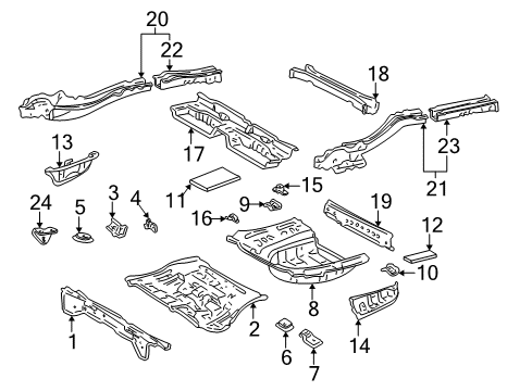 1999 Toyota Solara Rear Body - Floor & Rails Center Floor Pan Diagram for 58211-06072