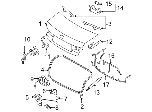 2008 Hyundai Sonata Trunk Trunk Lid Latch Assembly Diagram for 81230-3K001
