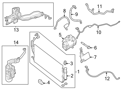 2021 Nissan Leaf A/C Condenser, Compressor & Lines Condenser & Liquid Tank Assy Diagram for 92100-5SA2A