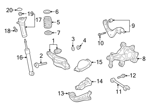 2022 Toyota Corolla Cross Rear Suspension, Lower Control Arm, Upper Control Arm, Stabilizer Bar, Suspension Components Support Bracket Diagram for 48727-0A050