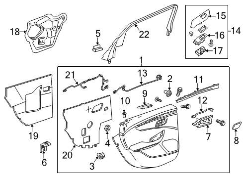 2015 Chevrolet Impala Rear Door Window Motor Diagram for 22915256