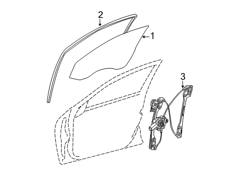 2006 Dodge Charger Front Door - Glass & Hardware Channel-Front Door Glass Diagram for 5112003AA