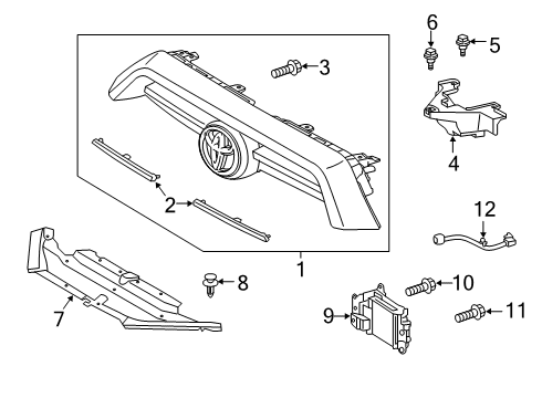 2021 Toyota 4Runner Grille & Components Sight Shield Diagram for 53292-35031