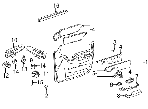 1999 Chevrolet Venture Interior Trim - Front Door Switch Kit, Outside Rear View Mirror Remote Control Diagram for 12369208