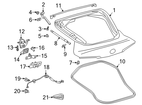 2023 Toyota GR Supra Lift Gate Lift Cylinder Diagram for 68950-WAA01