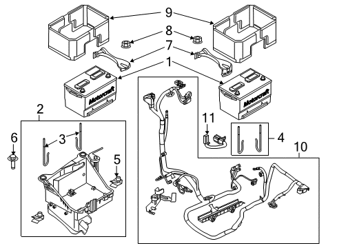 2011 Ford F-250 Super Duty Battery Hold Down Clamp Diagram for AL3Z-10718-A