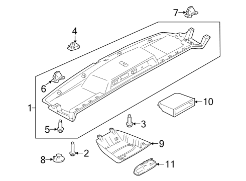 2022 Ford E-Transit Overhead Console Shelf Mount Bolt Diagram for -W500204-S437