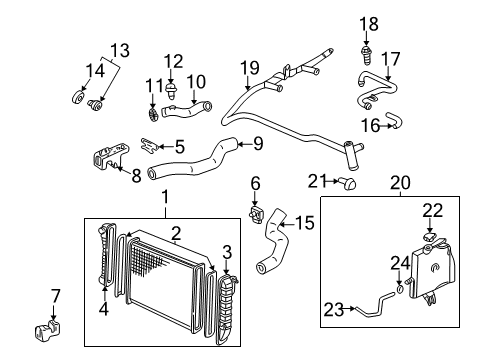 2004 Chevrolet Impala Radiator & Components Bracket Bolt Diagram for 11561025