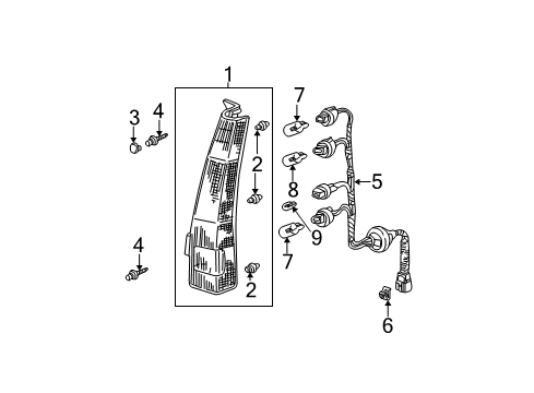 2004 Honda CR-V Bulbs Lamp Unit, R. Tail Diagram for 33501-S9A-A00