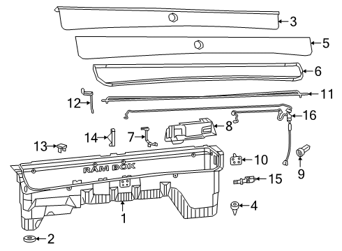2022 Ram 2500 Storage Compartment ACTUATOR-RAMBOX Diagram for 68206092AA