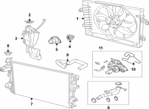 2022 Jeep Wagoneer Cooling System, Radiator, Water Pump, Cooling Fan Fan Assembly-Radiator Cooling Diagram for 68275634AD