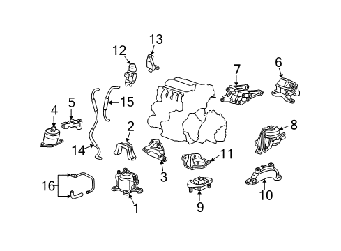 2011 Acura TSX Engine & Trans Mounting Stay, Electronic Control Mountsolenoid Valve Diagram for 50932-TA0-A01