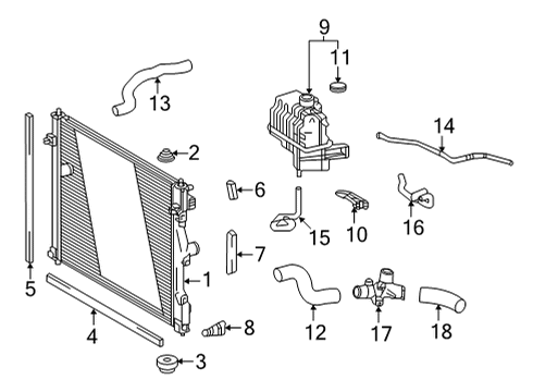 2021 Toyota Mirai Radiator & Components Radiator Hose Diagram for 16571-77060