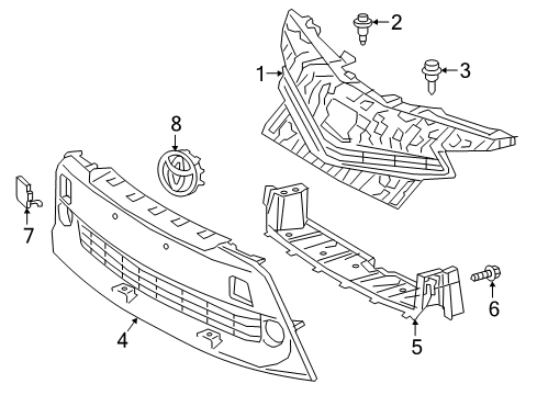 2017 Toyota Prius V Grille & Components Tow Eye Cap Diagram for 52127-47060