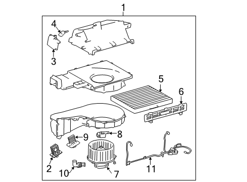 2007 Hyundai Tiburon Blower Motor & Fan Arm-Inlet Door Diagram for 97123-2D000