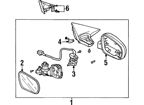 2000 Honda Prelude Mirrors Mirror Assembly, Passenger Side Door (Nighthawk Black Pearl) (R.C.) Diagram for 76200-S30-A22ZN