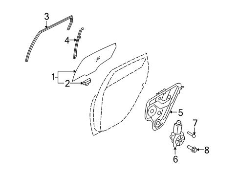 2012 Hyundai Elantra Rear Door Motor Assembly-Rear Door Power Regulator, LH Diagram for 83450-2L210