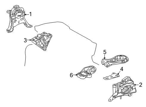2021 Toyota Corolla Automatic Transmission Stay Bracket Diagram for 12328-37010