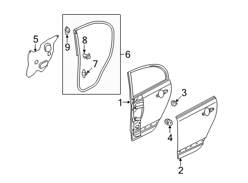 2006 Honda Civic Rear Door Weatherstrip, L. RR. Door Diagram for 72850-SNE-A01