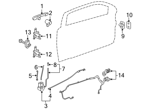 2005 Chevrolet Cobalt Front Door - Lock & Hardware Latch Diagram for 20818702