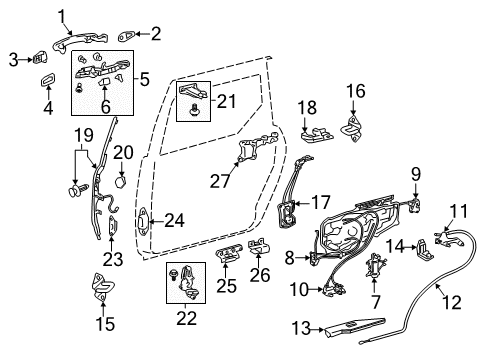 2006 Toyota Sienna Sliding Door Handle, Outside Diagram for 69213-08010-J2