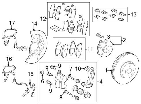2023 Toyota Crown Front Brakes Caliper Support Diagram for 47722-48140