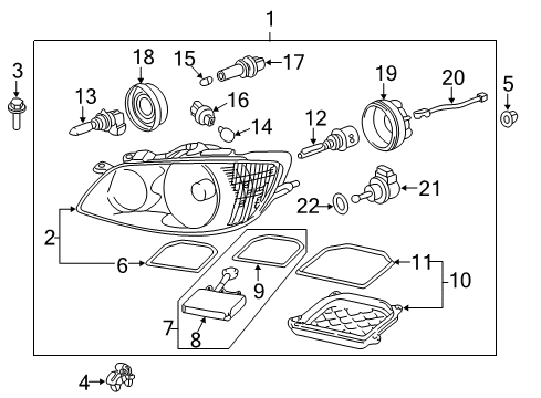2002 Lexus IS300 Headlamps, Headlamp Washers/Wipers High Beam Bulb Cover Diagram for 90069-81008