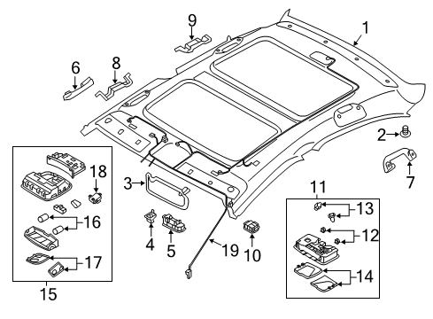 2012 Hyundai Sonata Interior Trim - Roof Overhead Console Lamp Assembly Diagram for 92810-4R000-YDA