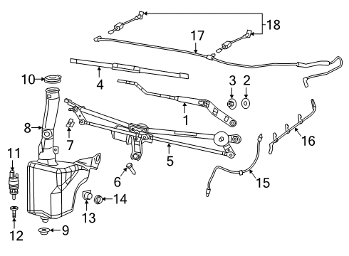 2023 Ram 3500 Wipers Hose-Washer Reservoir Diagram for 68440467AA