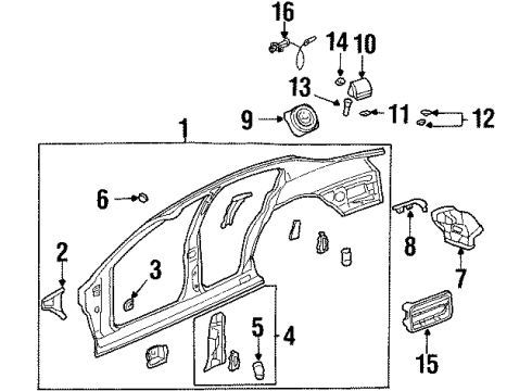2003 Oldsmobile Aurora Uniside Fuel Door Bolt Diagram for 11517296